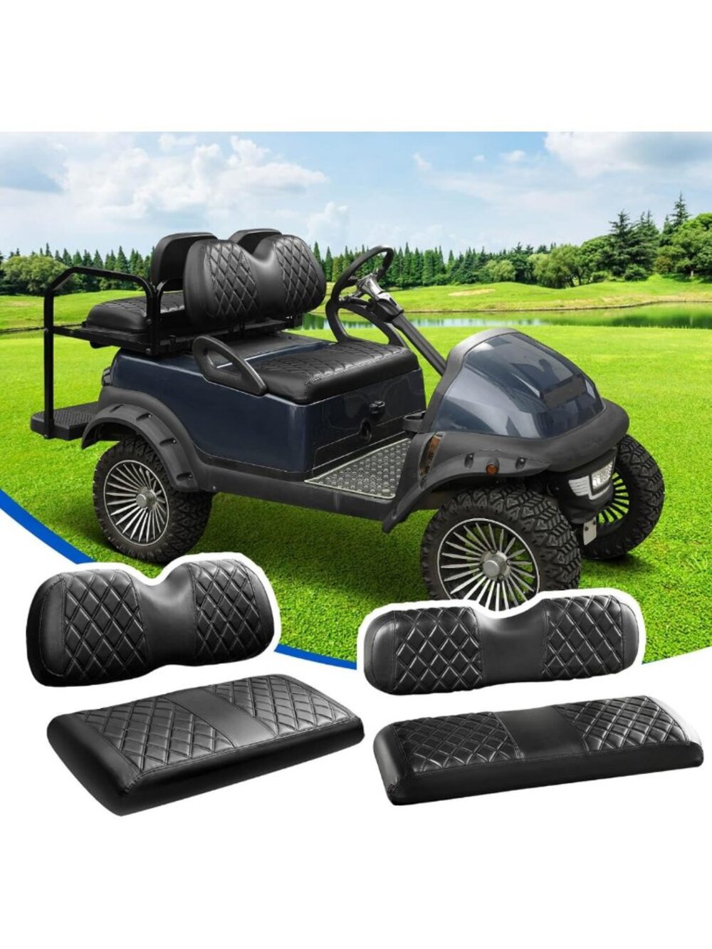 4-Piece Golf Cart Seat Covers for Standard Seats - Fits Club Car Precedent